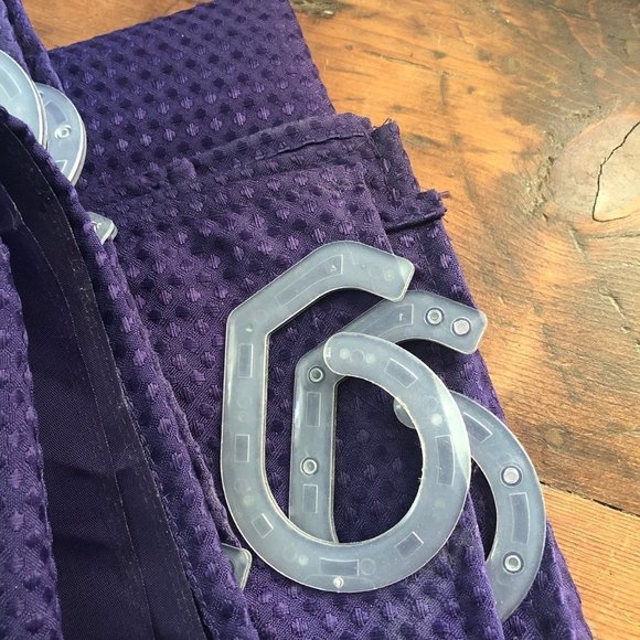 Waffle Weave Fabric Shower Curtain Purple Pre-Hooked - Picture 3 of 3